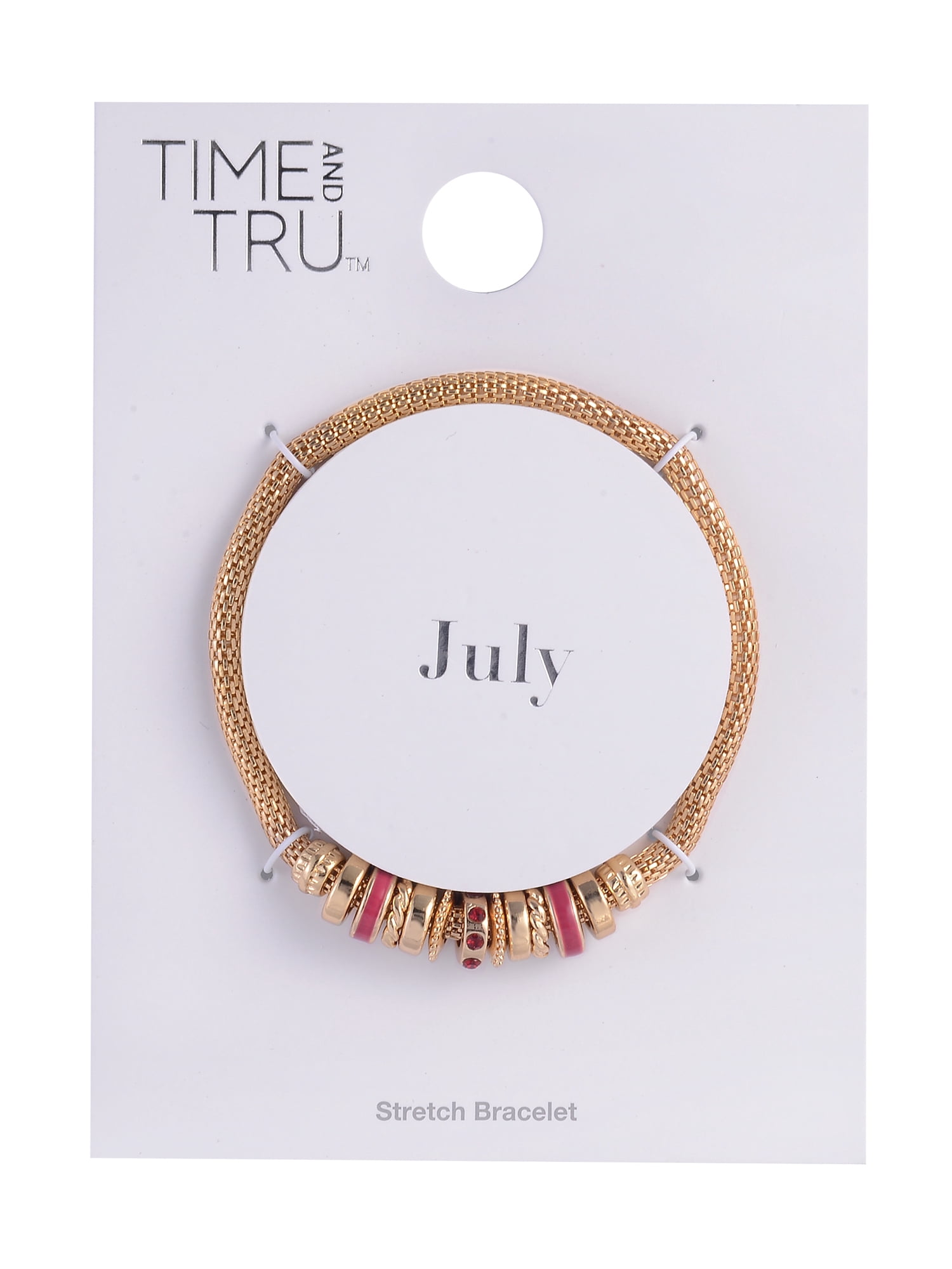 Time and Tru Goldtone Chain with Ruby Birthstone "July" Bracelet