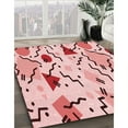 thumbnail image 3 of Ahgly Company Tapis Rond Lavable en Machine Intérieur Transitionnel Rouge, 6 Pieds Rond, 3 of 7