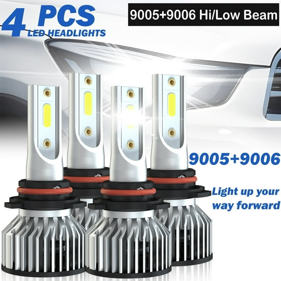 For Chevy Silverado 1500 HD 2001 2002 2003 2005 2006 Combo 9005 9006 LED Headlight Bulbs High&Low Beam Kit 500% Brighter than Halogen,4pcs