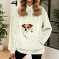 thumbnail image 2 of larppty Fleece Sweatshirts Women Winter Hoodie With Kangaroo Pockets And Cat Carrier Pouch Dog Sweatshirt for Pet Warm (Beige, XL), 2 of 5