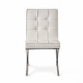 thumbnail image 4 of GDF Studio Danar Modern Bonded Leather Tufted Dining Chairs, Set of 2, White and Silver, 4 of 12