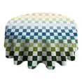 thumbnail image 4 of Colorful Gradient Checkerboard Checkered Pattern Round Tablecloth 60"x60",Wrinkle Wipeable Table Cloth for Kitchen Dining Room Picnic Patio Party, 4 of 6