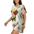 thumbnail image 2 of Bingfone Vintage Bike Flower Butterfly Print Pajamas Sets for Women Soft Short-Sleeved Pjs with Lounge Shorts Two Piece Sleepwear, 2 of 8