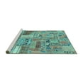 thumbnail image 2 of Ahgly Company Machine Washable Indoor Square Patchwork Turquoise Blue Transitional Area Rugs, 4' Square, 2 of 4