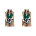 thumbnail image 2 of Traje de baño Advancent de mujer Espalda abierta Acolchado Impreso Verde + Flor negra L, 2 of 6