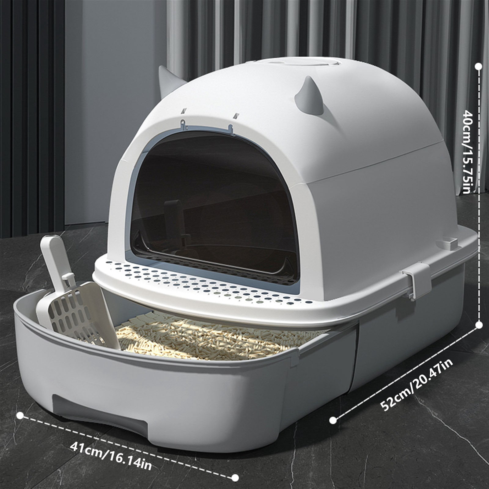 Small Litter Pan Fully Enclosed Litter Pan Drawer Cat Litter Pan with Lid Anti-Leakage & Odorless, Easy to Installation and Clean