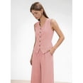 thumbnail image 2 of Firvespy Women's 2 Piece Blazer Outfits Summer Sleeveless V Neck Vest and Wide Leg Pants Set High Waist Tailored Business Casual Suit, 2 of 5