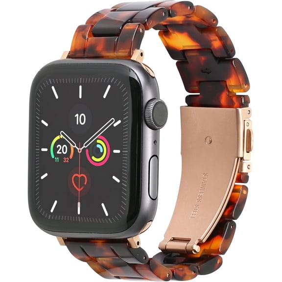 EIKODO-Resin Watch Band Compatible with Apple Watch for Women Men 41mm/40mm/38mm Series 9/8/7/6 SE Slim Bands Strap Bracelet Wristband for iWatch 5/4/3/2/1/Ultra/Ultra 2(Amber)