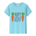 thumbnail image 5 of Prolriy Chemises de Pâques pour Femmes Joyeuses Pâques T-Shirt à Manches Courtes Col Rond Imprimé Carotte Tenue de Pâques Femmes, Hauts Femmes Bleu Ciel P, 5 of 5