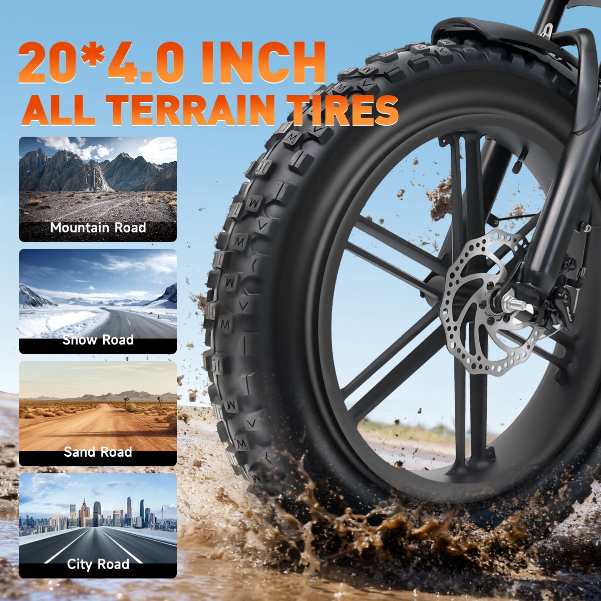 Setohet 73D Peak 1500W Electric Bike, 20" Fat Tire E-Mountain Bikes, 48V 20Ah 30MPH Ebike for Adults Full Suspension UL2849