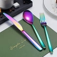 thumbnail image 5 of Just Houseware Rainbow Silverware Set 20 Pieces, Stainless Steel Flatware Set, Titanium Plating Cutlery Set, Knives Forks Spoons Service for 4, 5 of 8