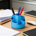 thumbnail image 4 of 360 Degree Rotating Desktop Pen Holder, Stepped Multi Compartment Stationery Storage Bin, Plastic Tableware Organizer for Office Desk, AKLJWH, 4 of 6
