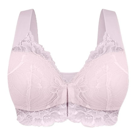 

BIZIZA Women Padded Bralette Front Closure Front Close Lace Plus Size Seamless Bras Bra Coffee 80B