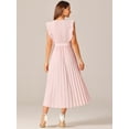 thumbnail image 4 of DARING DIVA Women's Ruffle Sleeveless Midi Dress with Tie Waist Belt S Pink, 4 of 6