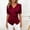 Wine, variant on Women V-Neck Puff Sleeve Wrap Ruched Asymmetrical Hem Casual Satin Blouse