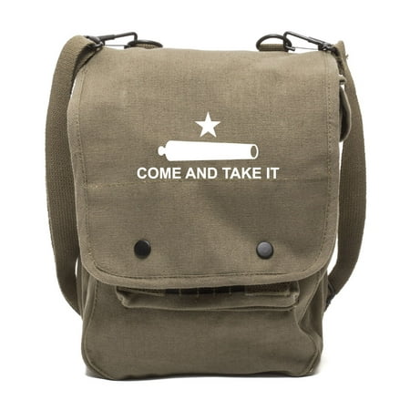 Texas Come And Take It Canvas Crossbody Travel Map Bag