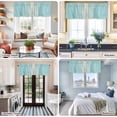 thumbnail image 5 of Aqua Beige Striped Farmhouse Short Window Curtain Valances, Modern Farmhouse Retro Lines Rod Pocket Kitchen Valances for Living Room Bedroom Bathroom Cafe 42" x 12", 5 of 8