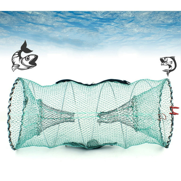 1PC Portable Foldable Bait Cast Mesh Trap Net Fishing Landing Net Shrimp