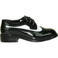 thumbnail image 4 of VANGELO Boy Dress Shoe TAB-3KID Oxford Formal Tuxedo for Prom Wedding Black/White Patent Two Tone, 4 of 8