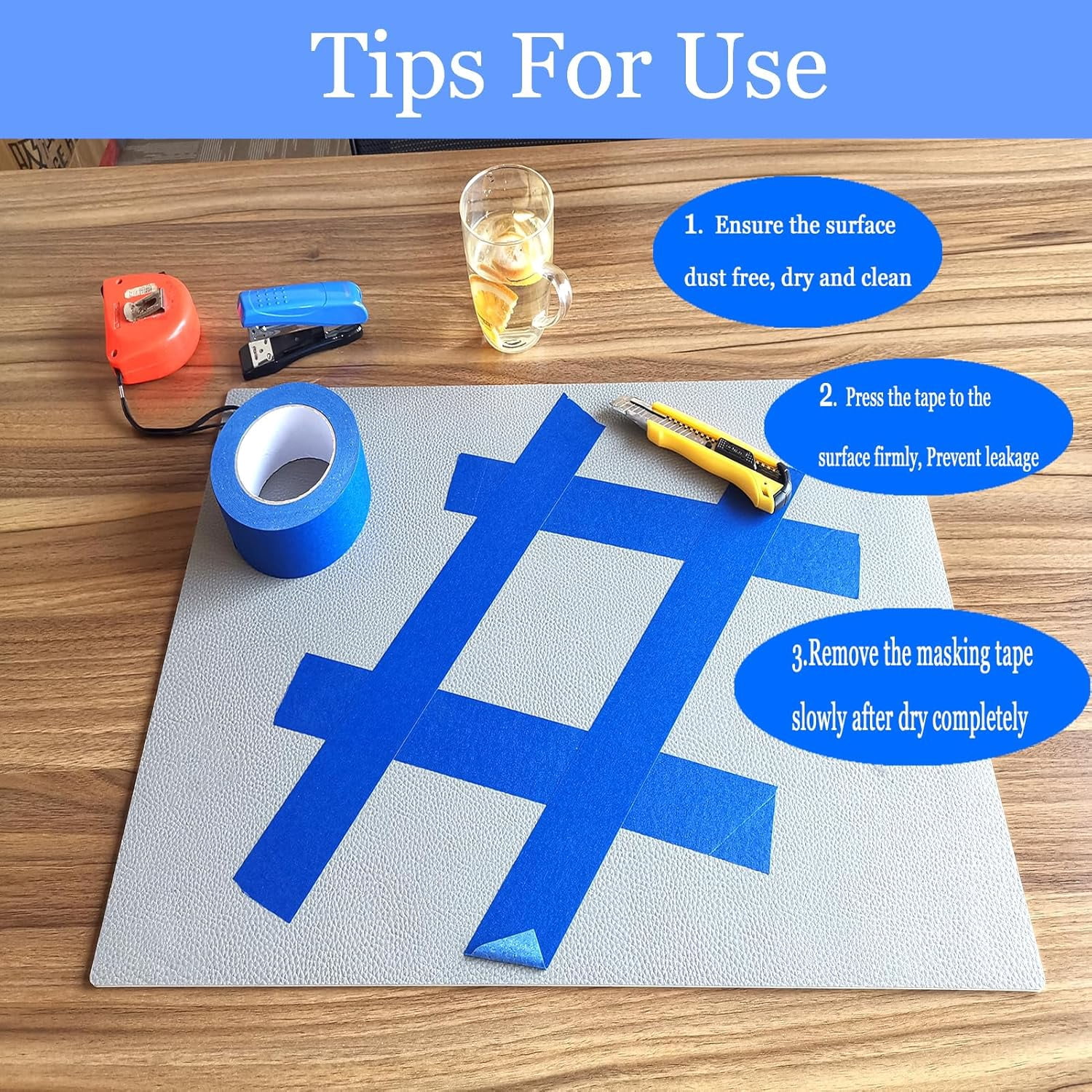 PM Painters Tape 2 Inch Wide, 8 Pack Blue Masking Tape for General Purpose Use, 2 Inches x 55 Yards x 8 Rolls, 440 Yards in Total