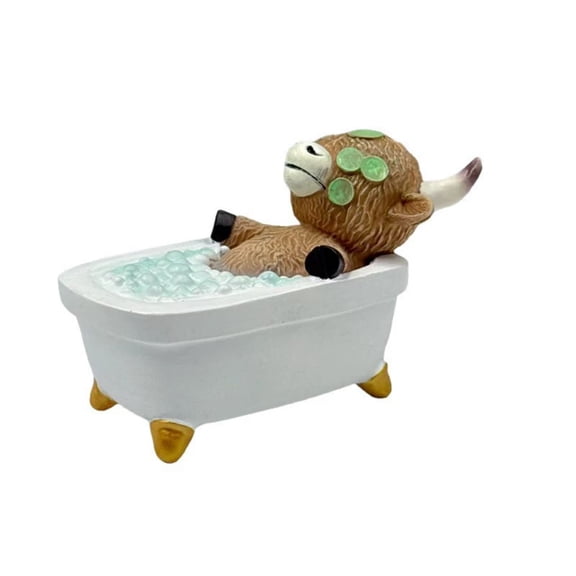 1pc Highland Cow Ornaments, Bathroom Ornaments, Funny Bathtub Pattern Highland Cow Bathroom Accessories, Cute Animal Ornament for Home Garden Decor, Bath Figurine for Animal Lovers