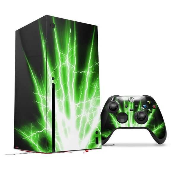 WraptorSkinz Skin Wrap compatible with the 2020 XBOX Series X Console and Controller Lightning Green (XBOX NOT INCLUDED)