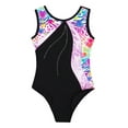 thumbnail image 3 of Manyakai Kids Girls Shiny Metallic Stretch Gymnastics Leotard Sleeveless Color Block Ballet Dance Colorful Heart 12, 3 of 5