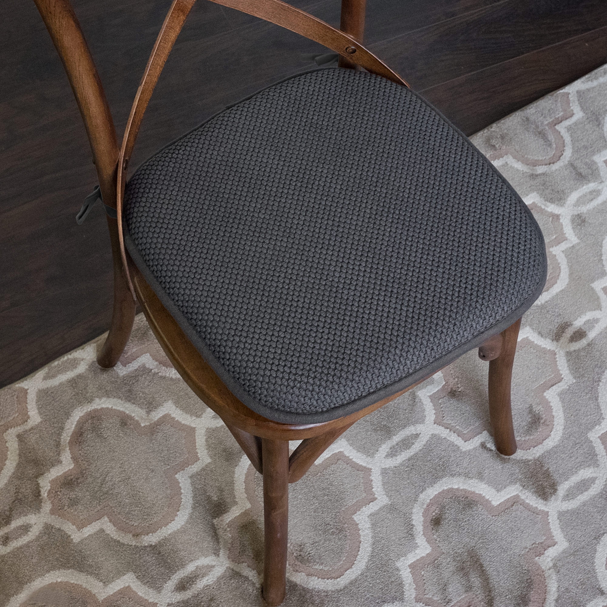 Memory Foam Honeycomb Non-Slip Back Chair Cushion Pad with Ties 2, 4, 6 or 12 Pack