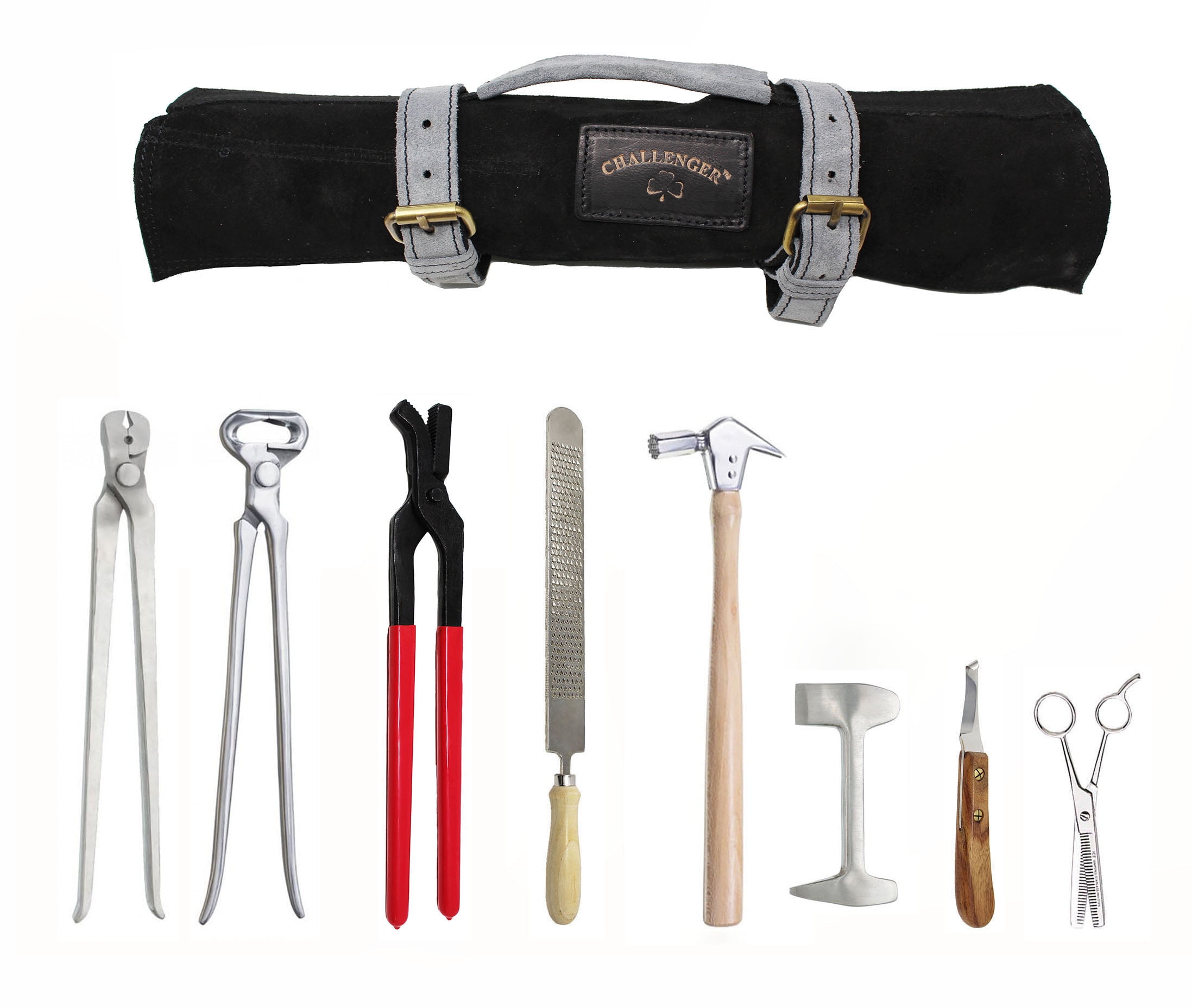 8 Piece Horse Shoe Farrier Hoof Grooming Tool Kit w/ Canvas Carry Bag