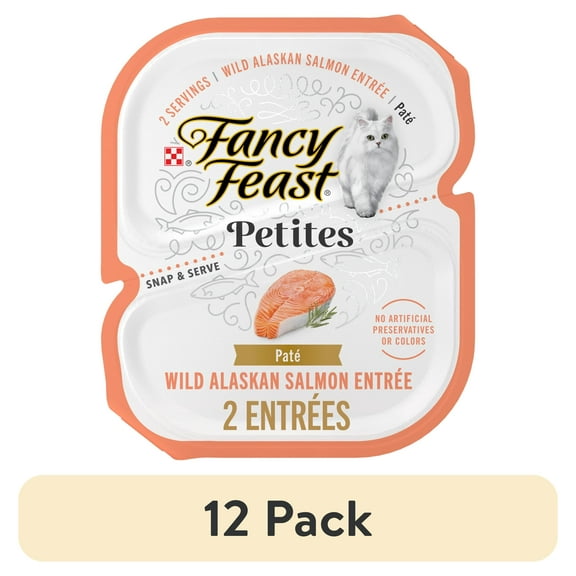 (12 pack) Purina Fancy Feast Petites Wild Alaskan Salmon Entrée Gourmet Wet Cat Food Pate