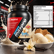 Max Muscle Sports Nutrition MaxPro Elite Whey Protein Powder, 30g Protein, Vanilla Ice Cream, 4 lb