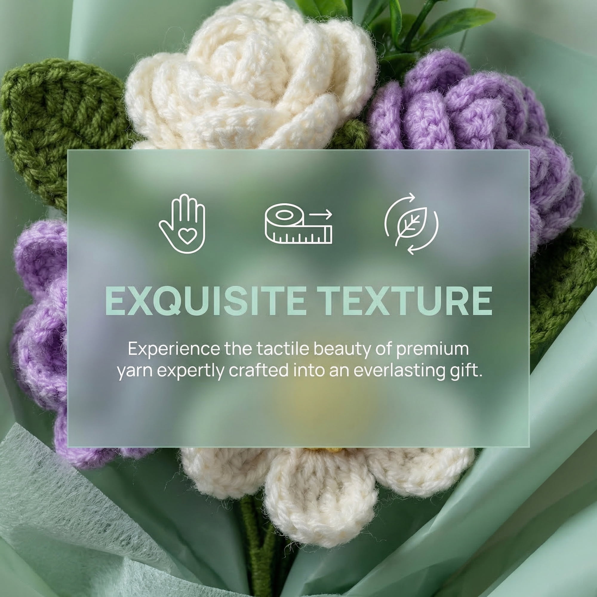 Unique Bargains 4Pcs Handmade Crochet Potted Flowers Knitted Bouquet Green Pink 5.9in