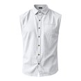 thumbnail image 4 of Men's Linen Sleeveless Shirts Button Down Beach Summer Cut Off Muscle Tank Top Basic Shirt Vest with Pocket, 4 of 6