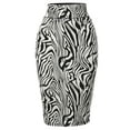 thumbnail image 2 of A2Y Women's Basic Solid Ponte Knee Length Slit Techno Span High Waist Pencil Skirt Zebra White M, 2 of 3