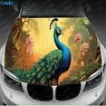 Blue Feathers Peacock Vinyl Stickers Wrap Film Car Engine Cover Decals Auto Accessories