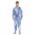 thumbnail image 3 of 1 Piece Adult Onesie Pajamas Cozy & Loose-Fit Sleepsuit Loungewear with Pockets Blue Squares and Shapes Small, 3 of 7