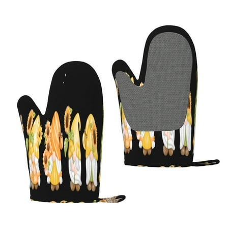 

Zeuib Hello Spring Sunflower Gnomes Print Oven Mitts Oven Gloves with Non-Slip Silicone Heat and Slip Resistant Cooking Mitt Set for Cooking and Baking (2 Count)