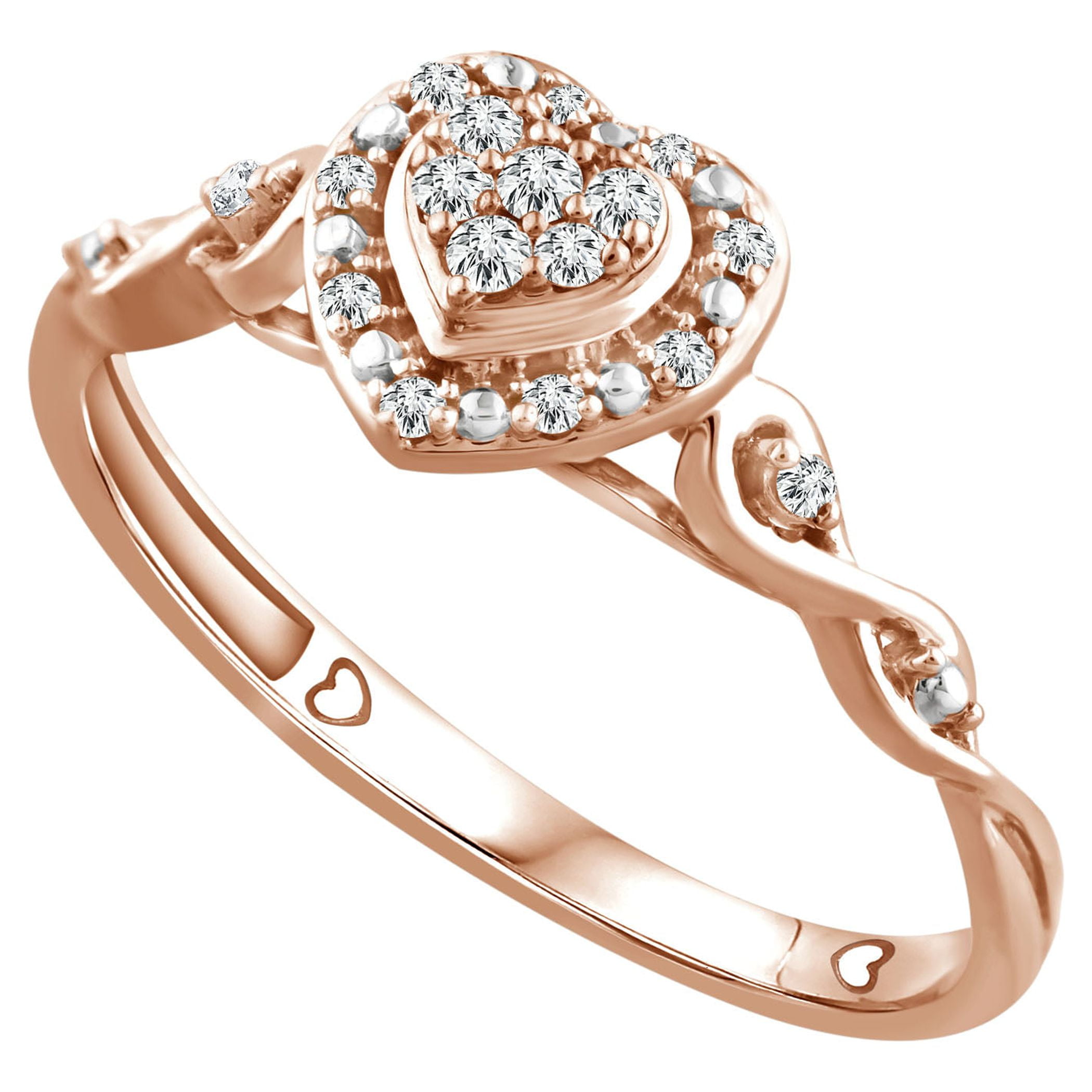 Color of Love Heart-Shaped Diamond Ring 1/10 ct. t.w in 10K Rose Gold