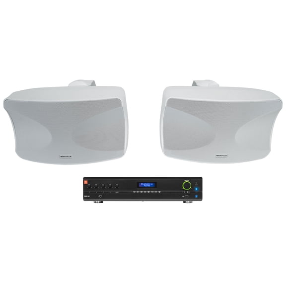 JBL VMA160 Commercial 70V Bluetooth Amplifier (2) Indoor/Outdoor White Speakers