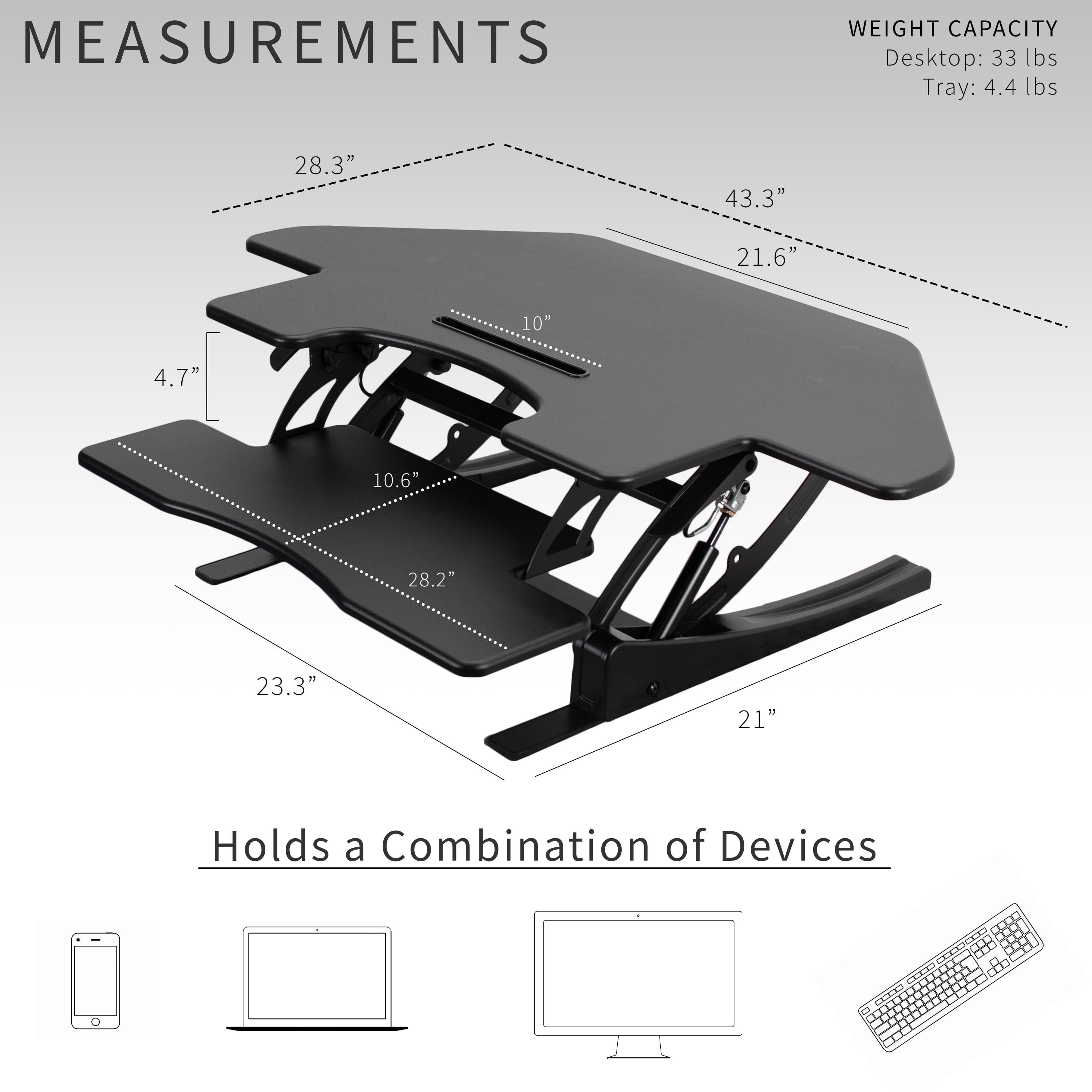 VIVO White Corner Height Adjustable Cubicle Sit to Standing Tabletop Desk Riser