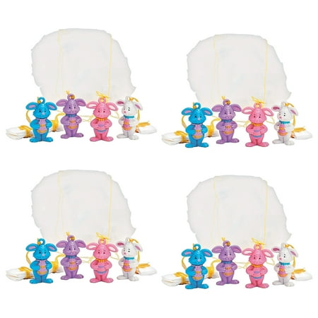 Fun Express 1 1/4" Bulk 144 Pieces Mini Easter Bunny Character Paratroopers