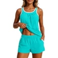 thumbnail image 2 of Tankini Swimsuits for Women Modest Blouson Tank Top Swim Shorts with Pockets Two Piece Swimsuit Bathing Suit, 2 of 5