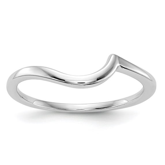 14K White Gold Ring Band Wedding Only Polished Contour , Size 8