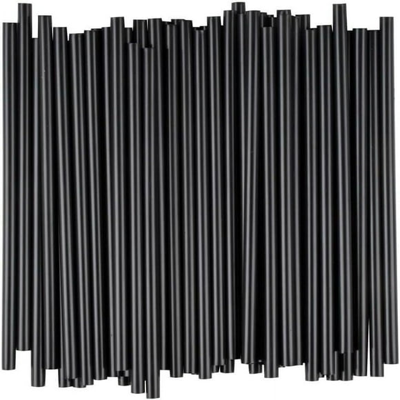 EIGTHTAIL Pete‘s Packs - 100 Black Food-Safe Plastic 7 inch Straws Drinking Coffee Stirrers for Wedding Coffee Sip Stir Sticks for Cocktail Tea Chocolate Hot Water Cold Drinks Cups Travel