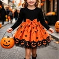 thumbnail image 3 of Ugoldhm Girls' Halloween Color-Blocked Long-Sleeve Tulle Puffy Dress, Princess Dress for Kids' Holiday Parties, 3 of 5