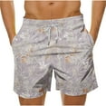 thumbnail image 1 of Pantalones Cortos Casuales de Baño con Impresión de Hojas Hawaianas para Hombres 100% Poliéster, Pantalones de Playa de Secado Rápido, Upf 50 + con Forro de Malla para Nadar, 1 of 5