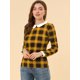 thumbnail image 4 of INSPIRE CHIC Blusaa Cuadros Cuello Peter Pan Manga Abullonada En Contraste Camisa Para Mujer Amarillo M, 4 of 6