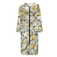 thumbnail image 4 of FKELYI Fall Zipper Front Robes Nightgowns Retro Lemon Hummingbird Print Women's Sleepwear Dress with 2 Pockets Comfy Housecoat Nightwear Dress Long Sleeve Loungewear, XL, 4 of 6