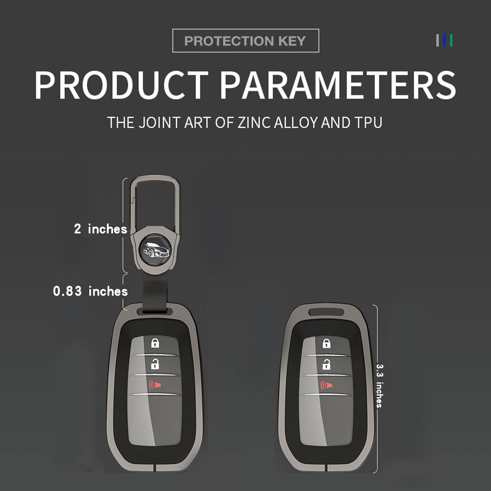 for Toyota Key Fob Cover, TPU+Zinc Alloy Key Fob Case for 2019-2025 Land Cruiser, 2021-2025 Venza, Grand Highlander Hilux, Fortuner, 2022-2025 Tundra Tacoma Remote Key