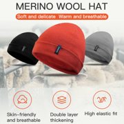 AONIJIE Merino Wool Blend Double Layer Knit Winter Hat - Classic Knit Cuffed Beanie Hat Skull Caps for Men and Women(A: Grey)